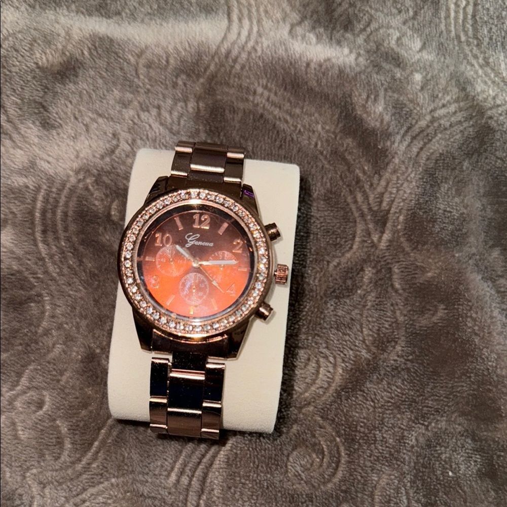 Geneva Rose Gold Women's Watch with Orange Dial
